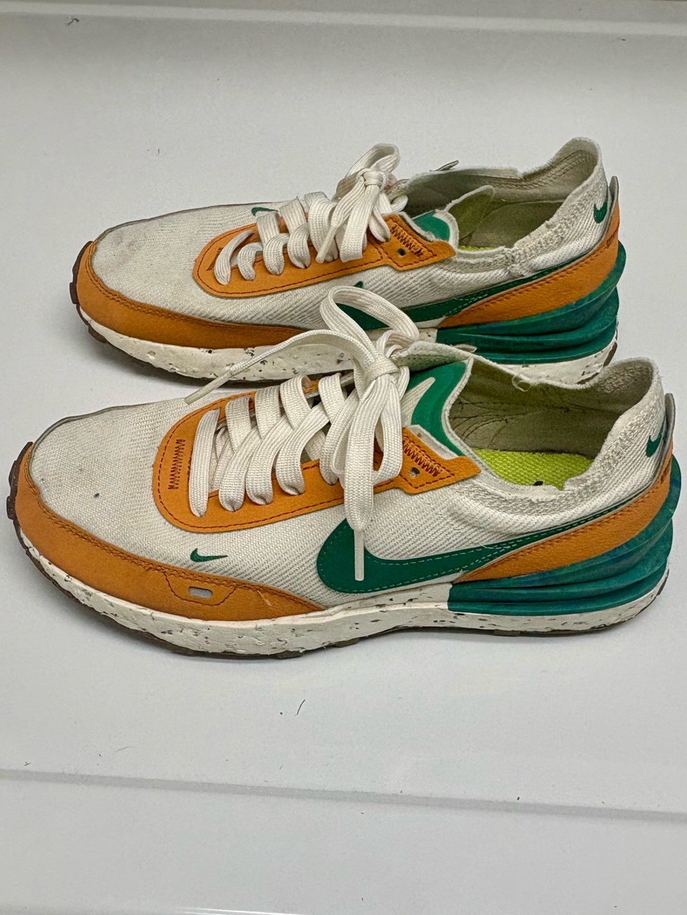 Nike Kids White, Green & Orange Retro Runner Sneakers